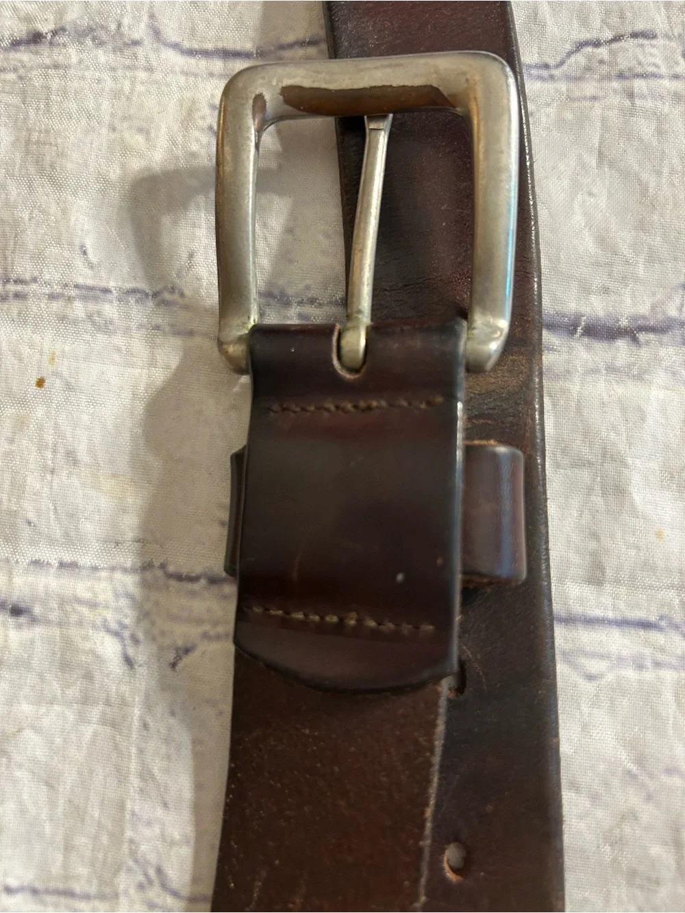 JOSEPH ABBOUD BROWN LEATHER ANTIQUE BUCKLE 36 & RUGGED BROWN RETRO LEATHER BELTS